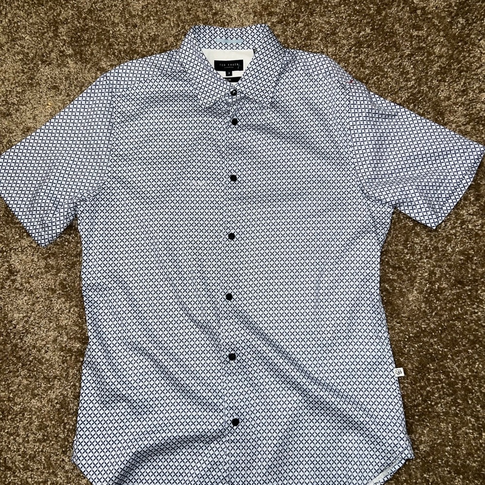 Ted Baker Navy Geometric Short Sleeve Shirt